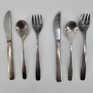 Intern'l Silver VTG UNITED AIRLINES Dining Utensils 2 Sets (spoon, knife, fork)